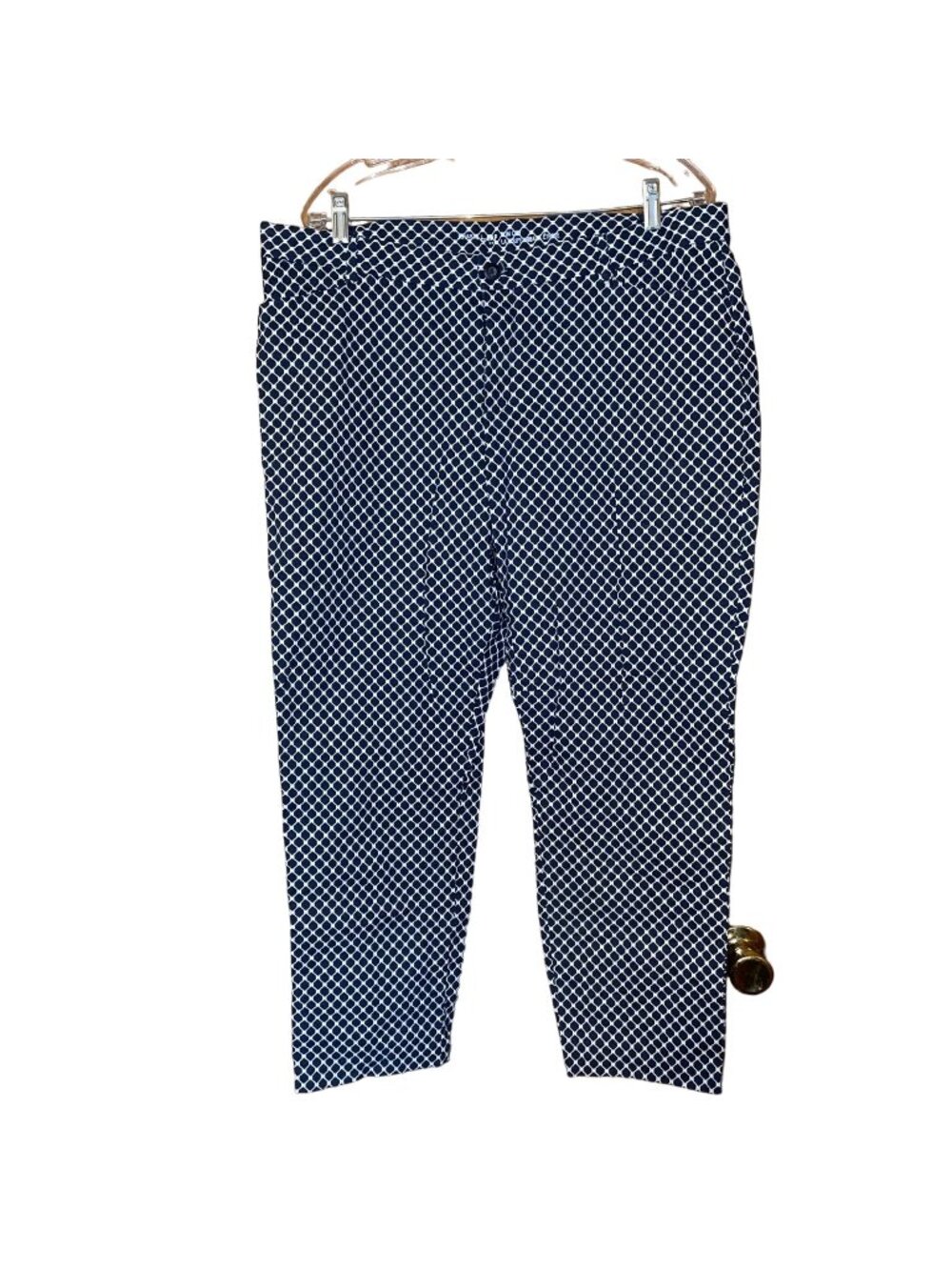 Navy White Geometric Pattern Womens Pants Size 16 Cropped Slim Fit Khakis Gap